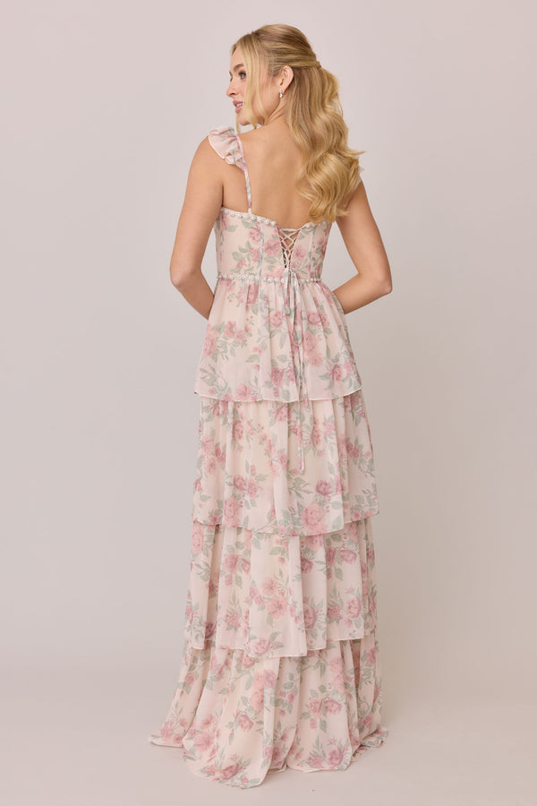 Revelry Poppy Luxe Chiffon Floral Print Dress
