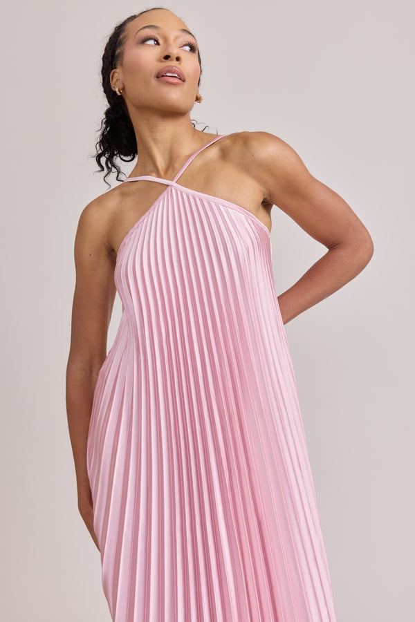 Revelry Rayne Satin Pleated Dress