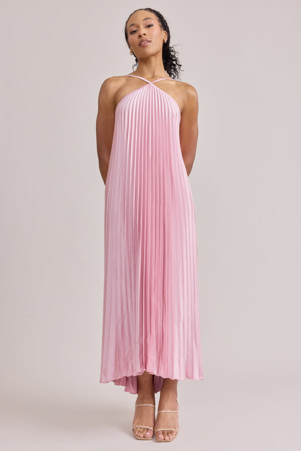 Revelry Rayne Satin Pleated Dress