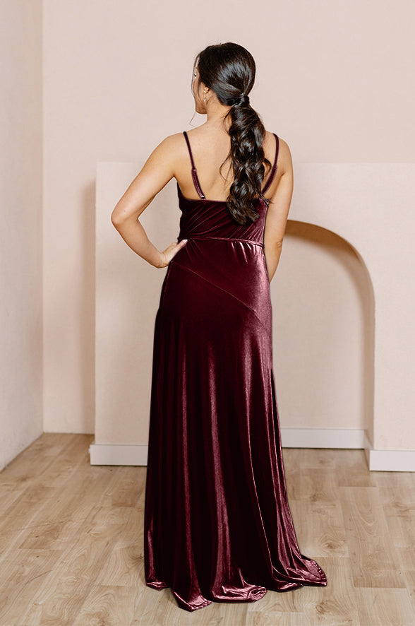 Revelry Sample Burgundy Tilley Velvet Dress