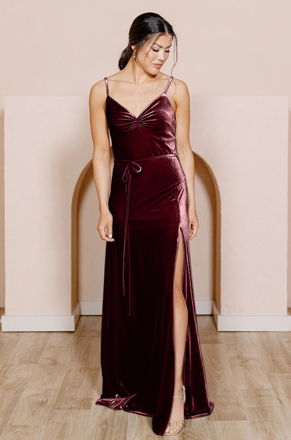 revelry Sample Burgundy Tilley Velvet Dress