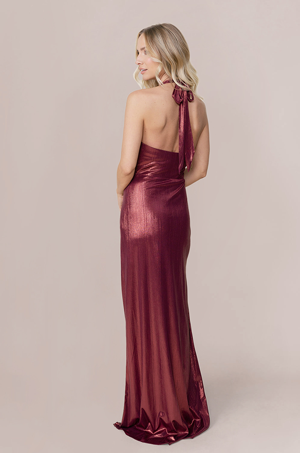Revelry Sample Cabernet Amber Metallic Dress