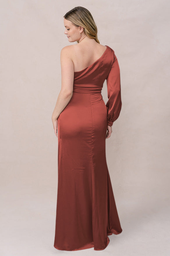Revelry Sample Cinnamon Rose Aurora Satin Dress
