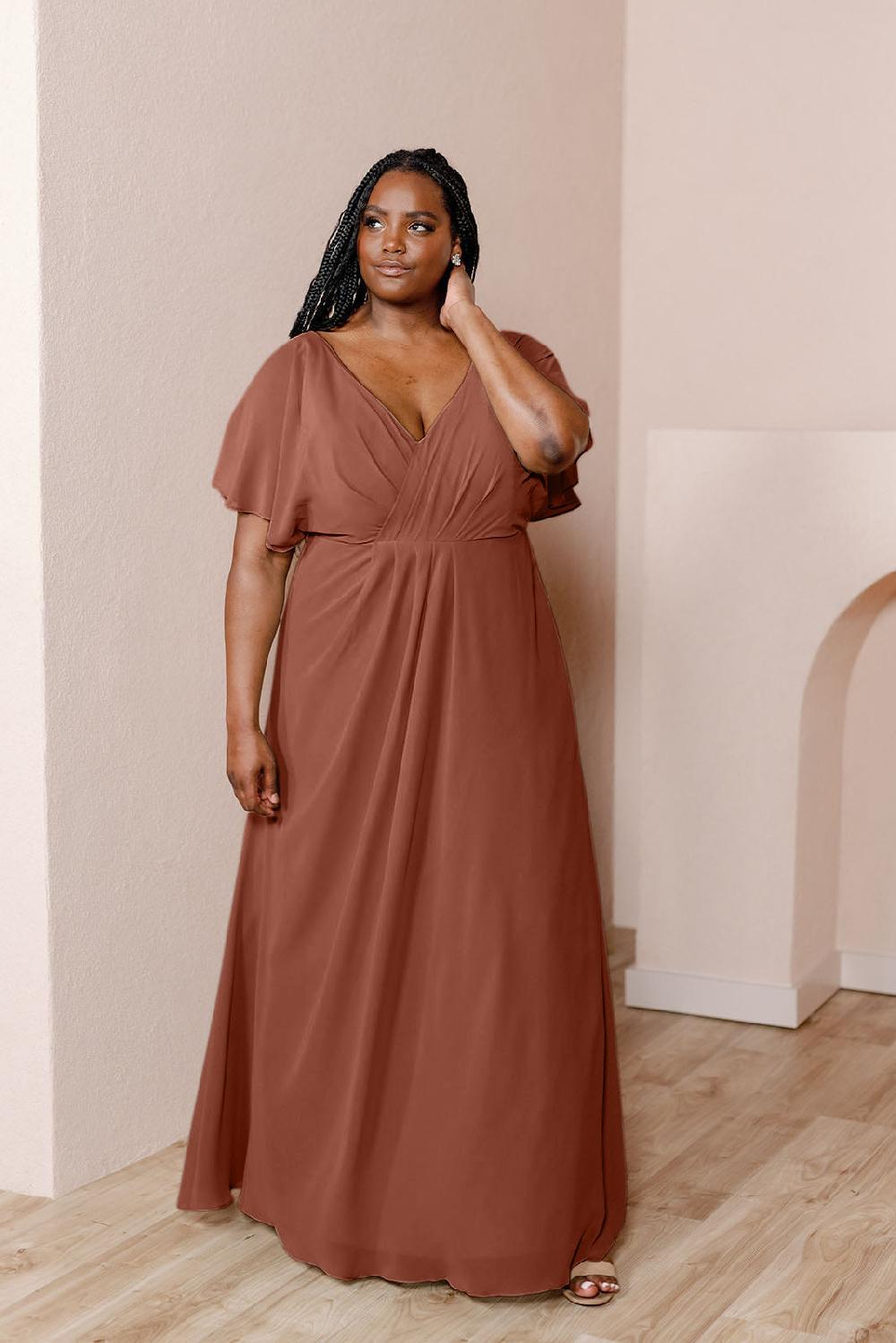 revelry Sample Cinnamon Rose Gwen Chiffon Dress