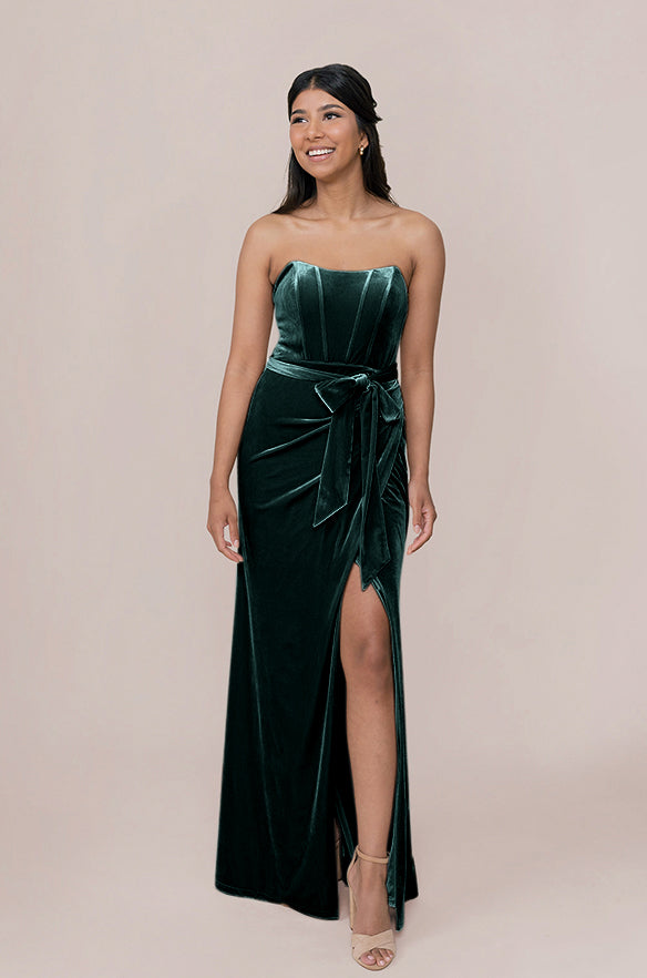 revelry Sample Classic Emerald Amara Velvet Dress
