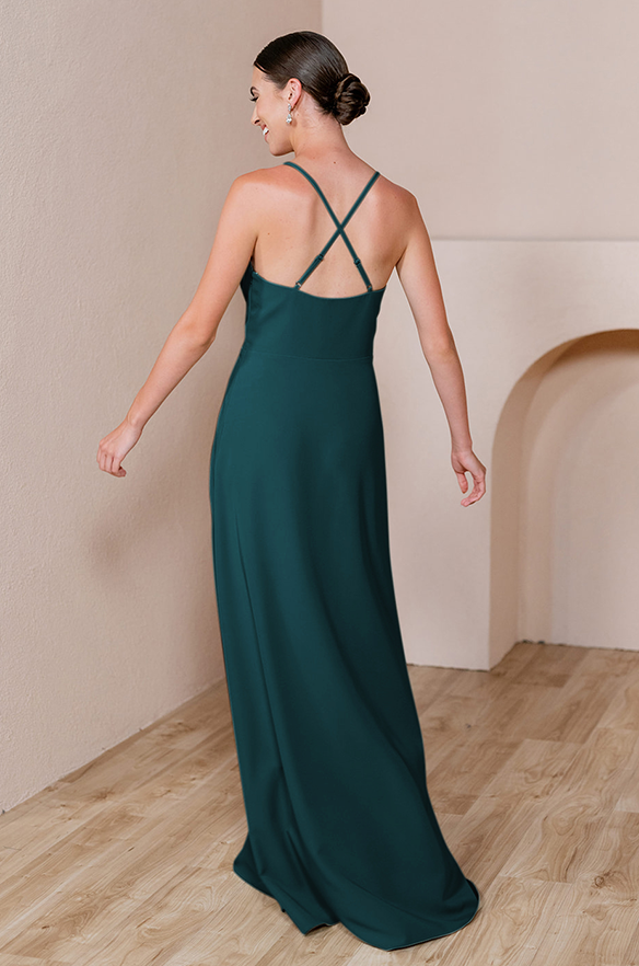 Revelry Sample Classic Emerald Carmen Crepe Dress