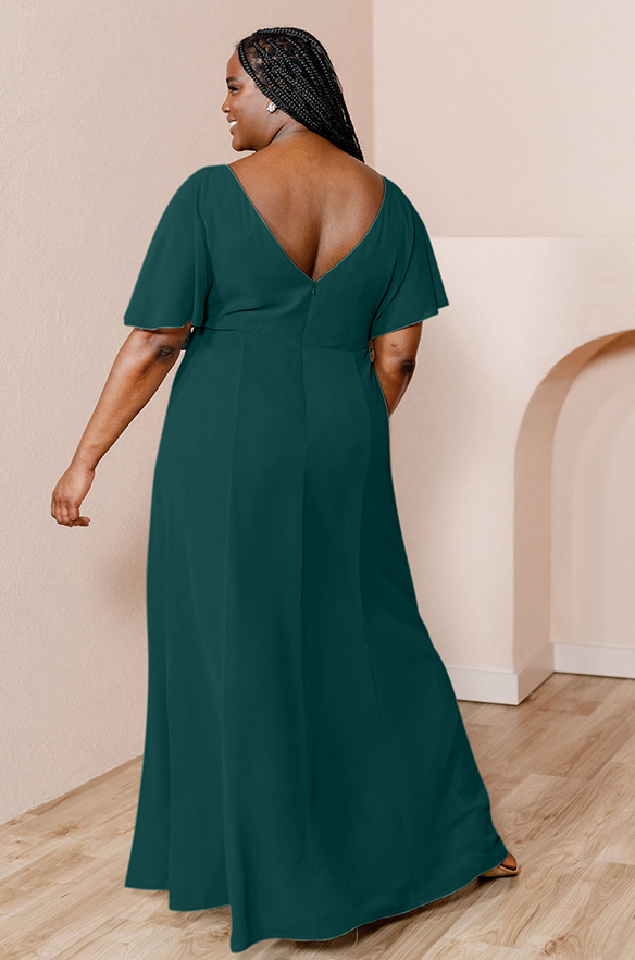 Revelry Sample Classic Emerald Gwen Chiffon Dress