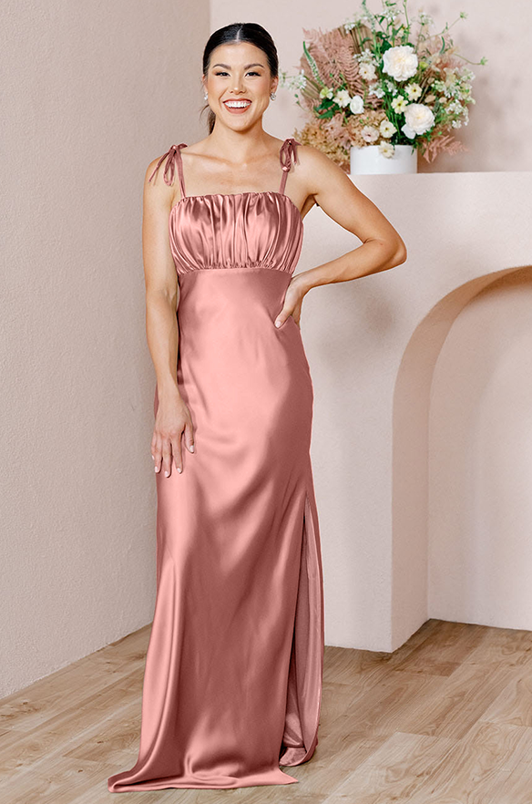 revelry Sample Desert Rose Brooke Satin Dress