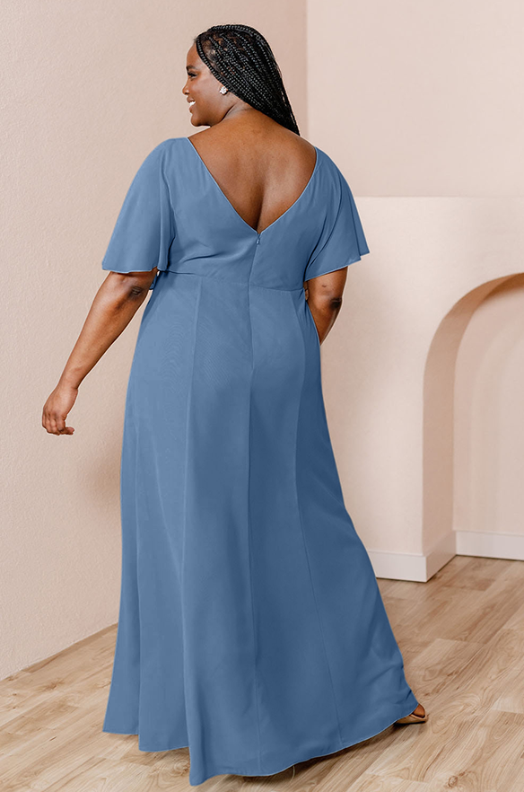 Revelry Sample Dusty Blue Gwen Chiffon Dress