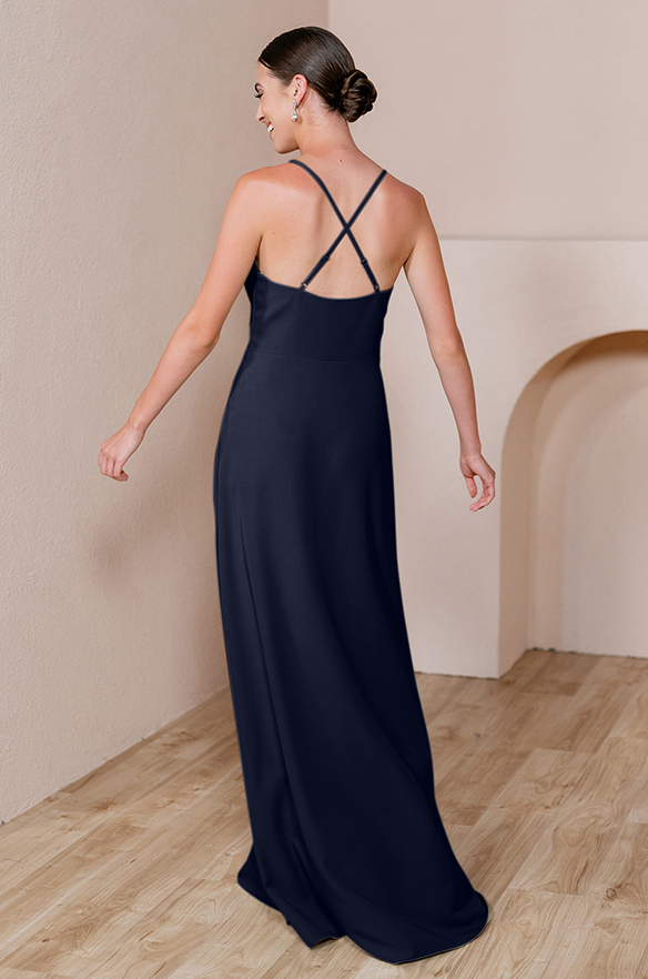 Revelry Sample Navy Blue Carmen Crepe Dress