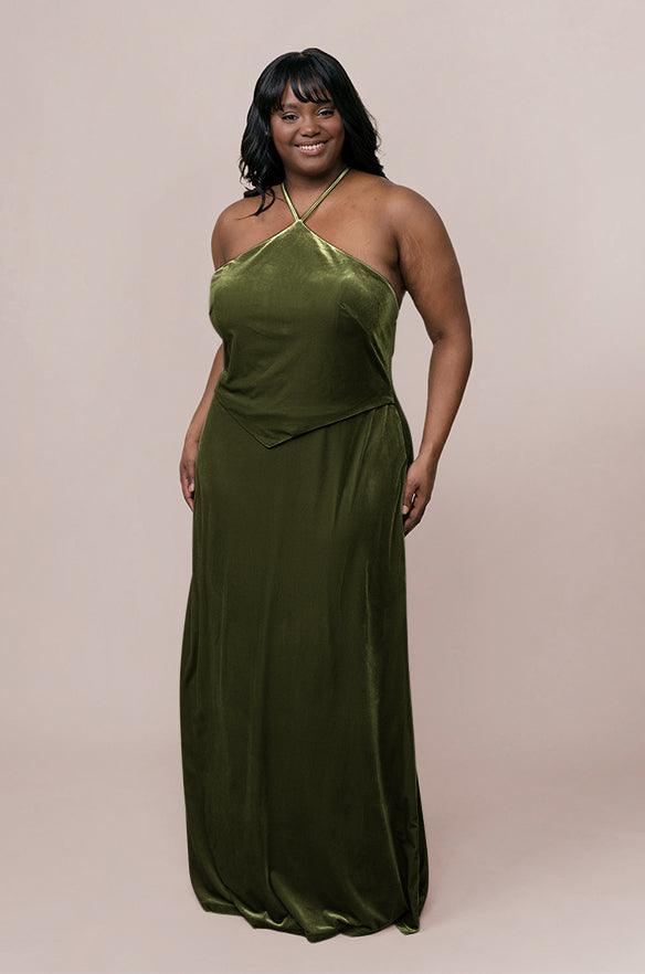 revelry Sample Olive Everly Velvet Dress