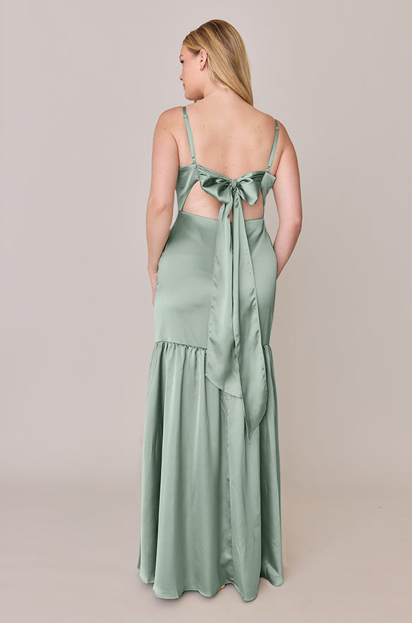 Revelry Sample Sage Astrid Satin Dress