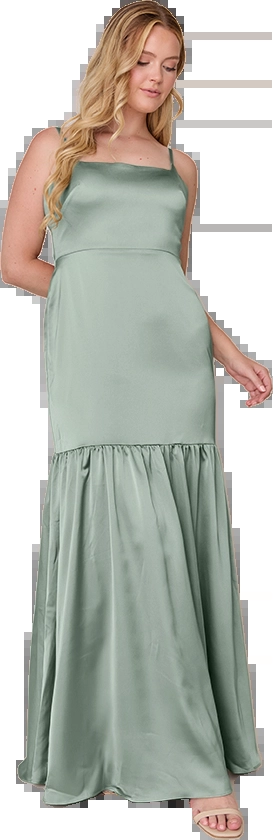 Revelry Sample Sage Astrid Satin Dress