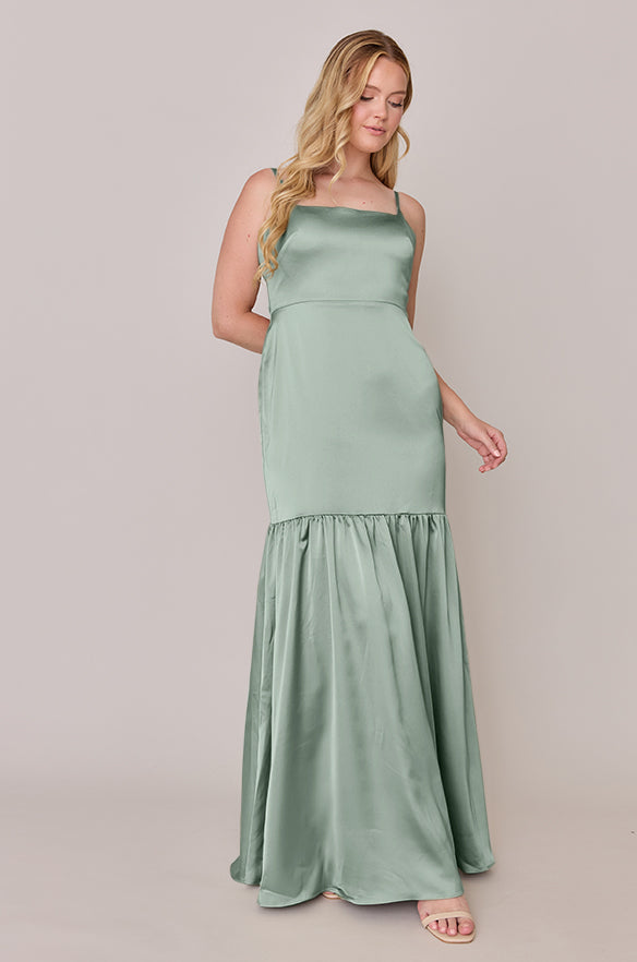 revelry Sample Sage Astrid Satin Dress