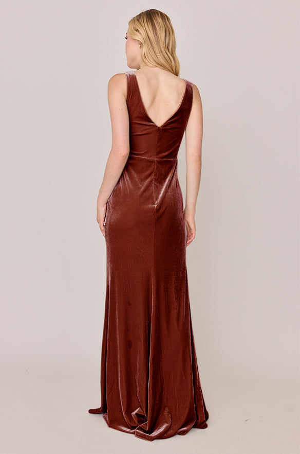 Revelry Sample Terracotta Blair Velvet Dress