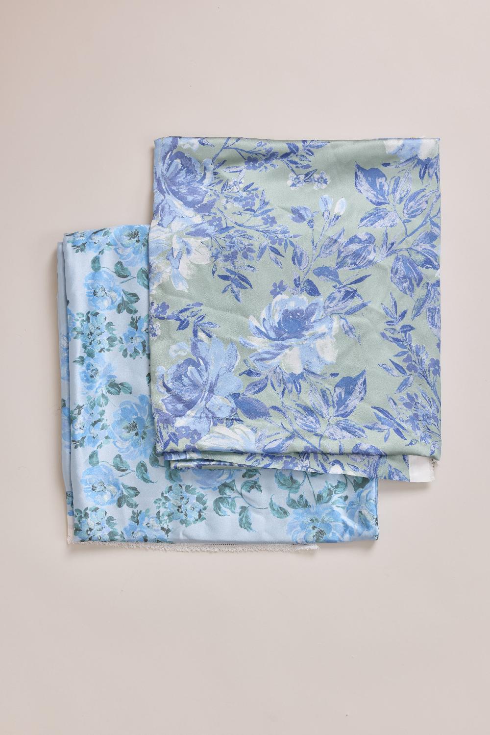 revelry Satin Floral Print Fabric by Yard