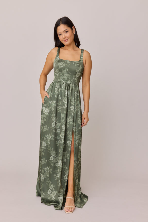 Revelry Satin Floral Print Mega Swatch