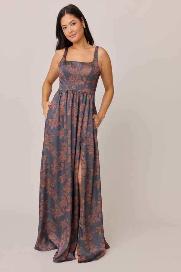 Revelry Satin Floral Print Mega Swatch