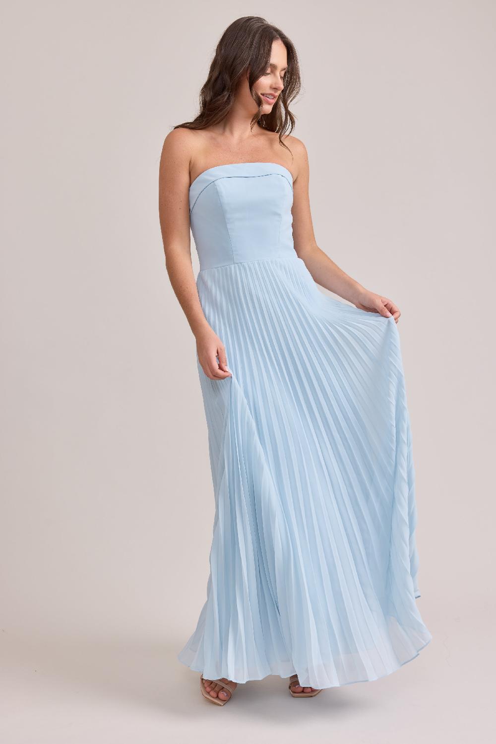 revelry Saylor Chiffon Pleated Dress