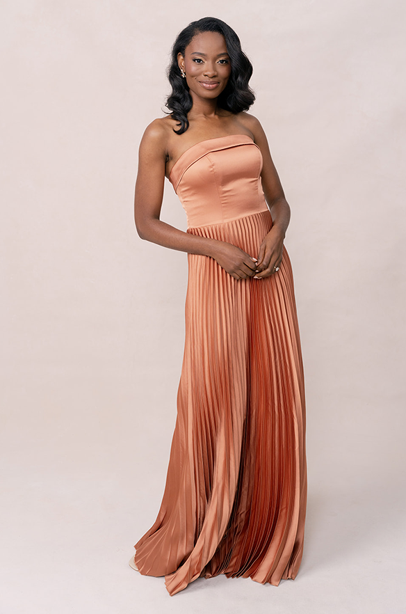 Revelry Saylor Satin Pleated Dress