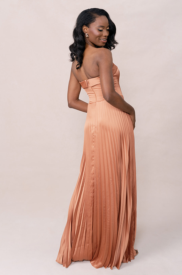 Revelry Saylor Satin Pleated Dress