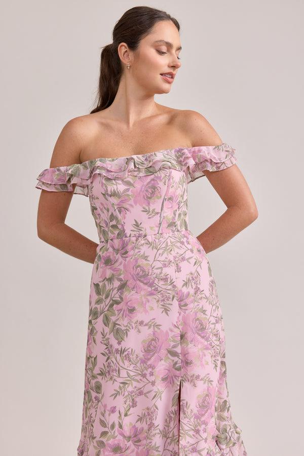 Revelry Shea Chiffon Floral Print Dress