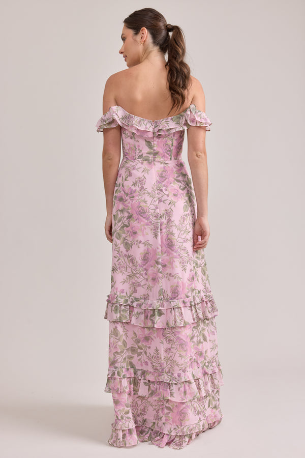 Revelry Shea Chiffon Floral Print Dress