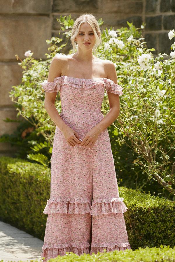 Revelry Shea Chiffon Floral Print Dress