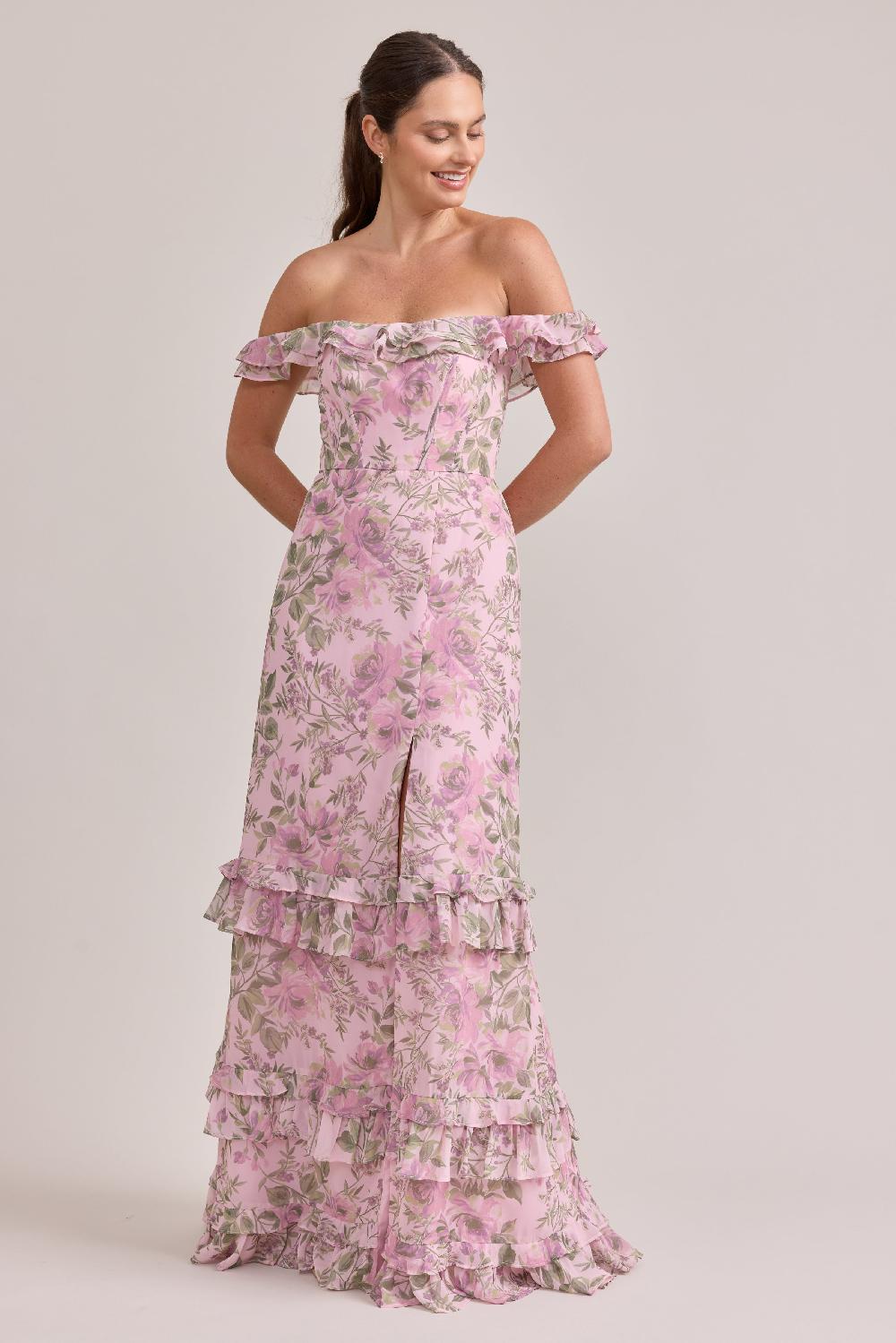 revelry Shea Chiffon Floral Print Dress