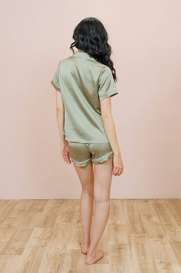 Revelry Sleepover Short Sleeve Satin Top