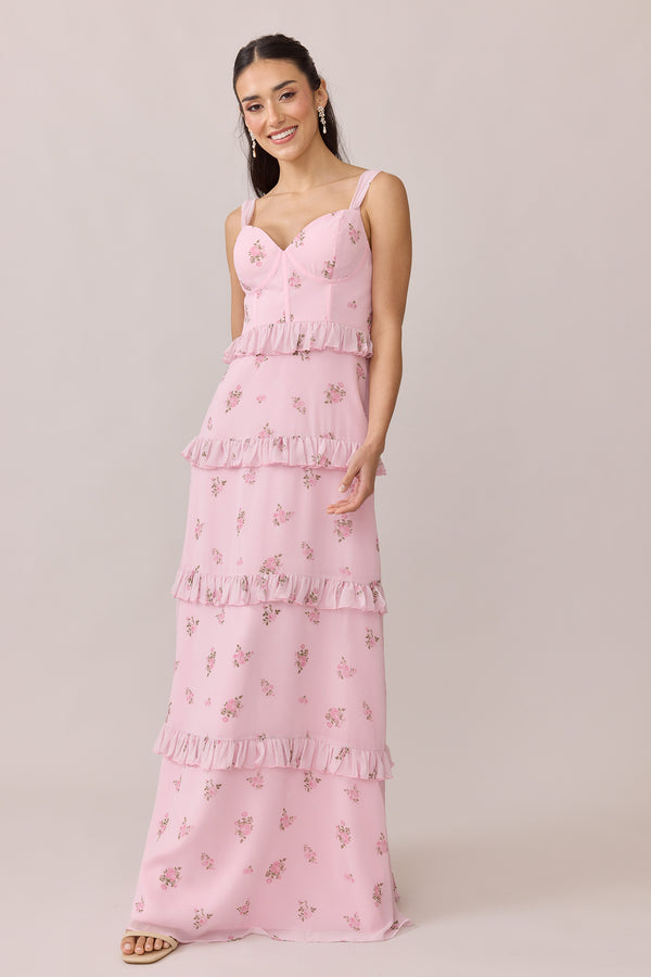 Revelry Sloane Chiffon Floral Print Dress