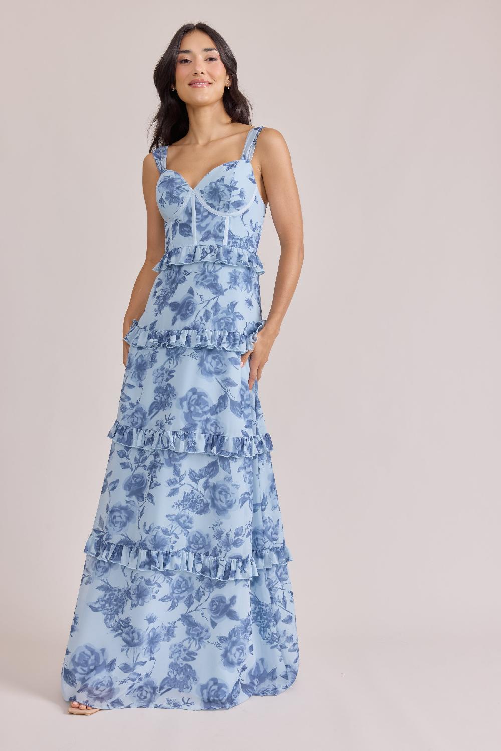 revelry Sloane Chiffon Floral Print Dress