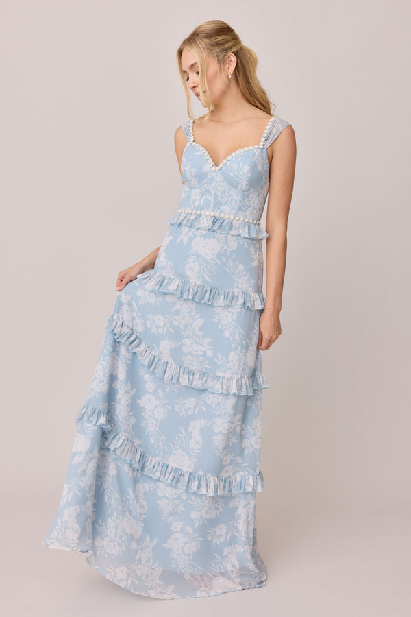 Revelry Sloane Luxe Chiffon Floral Print Dress