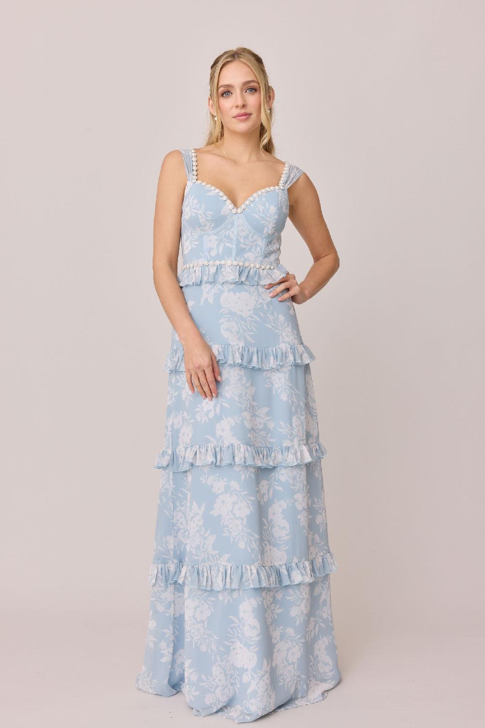 revelry Sloane Luxe Chiffon Floral Print Dress