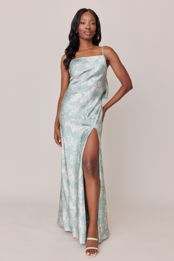 Revelry Steph Satin Floral Print Dress