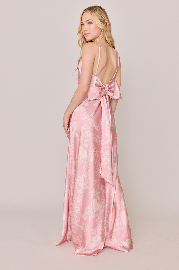 Revelry Steph Satin Floral Print Dress