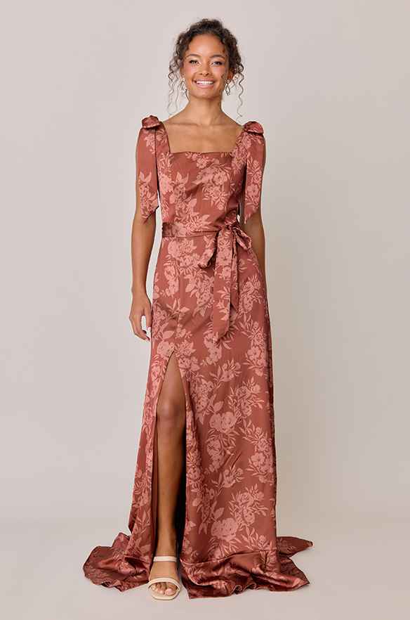 Revelry Stevie Satin Floral Print Dress