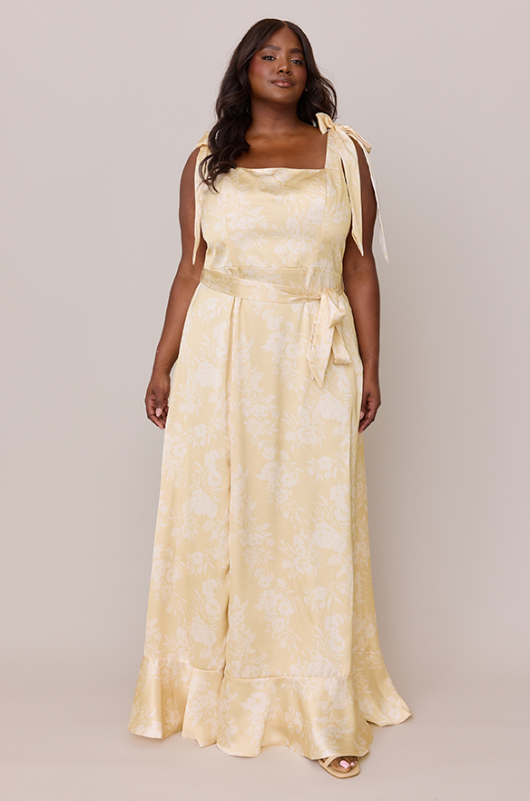 revelry Stevie Satin Floral Print Dress