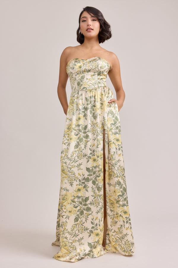 Revelry Sydney Satin Floral Print Dress