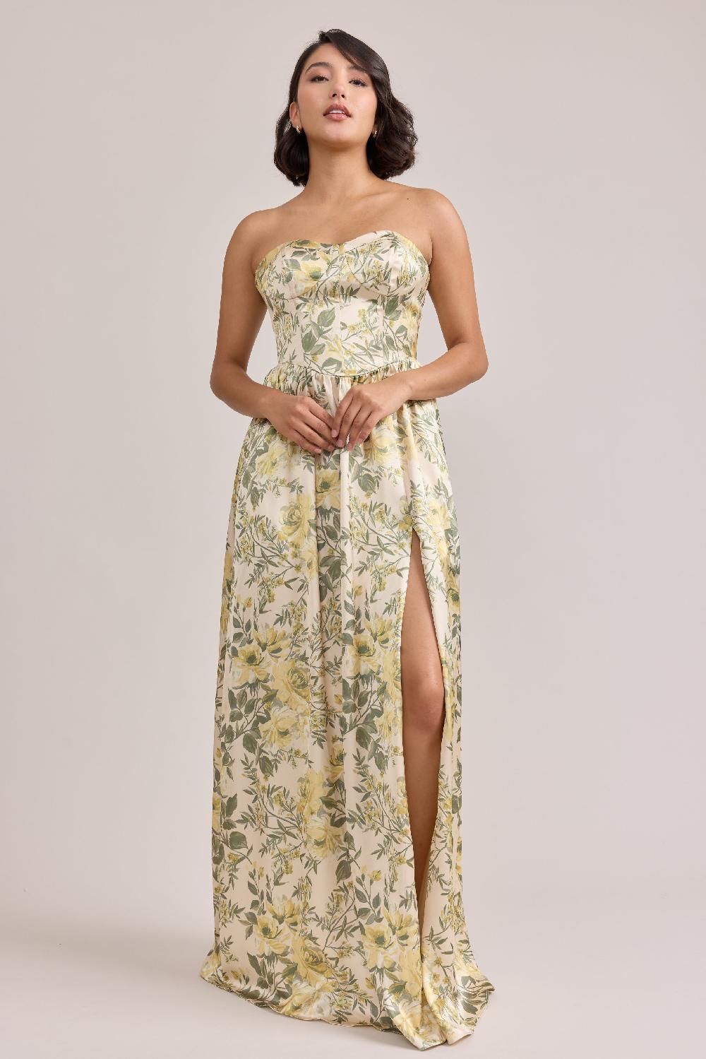 revelry Sydney Satin Floral Print Dress