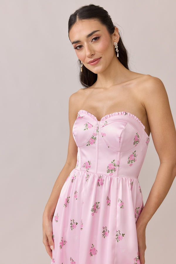 Revelry Valentina Satin Floral Print Dress