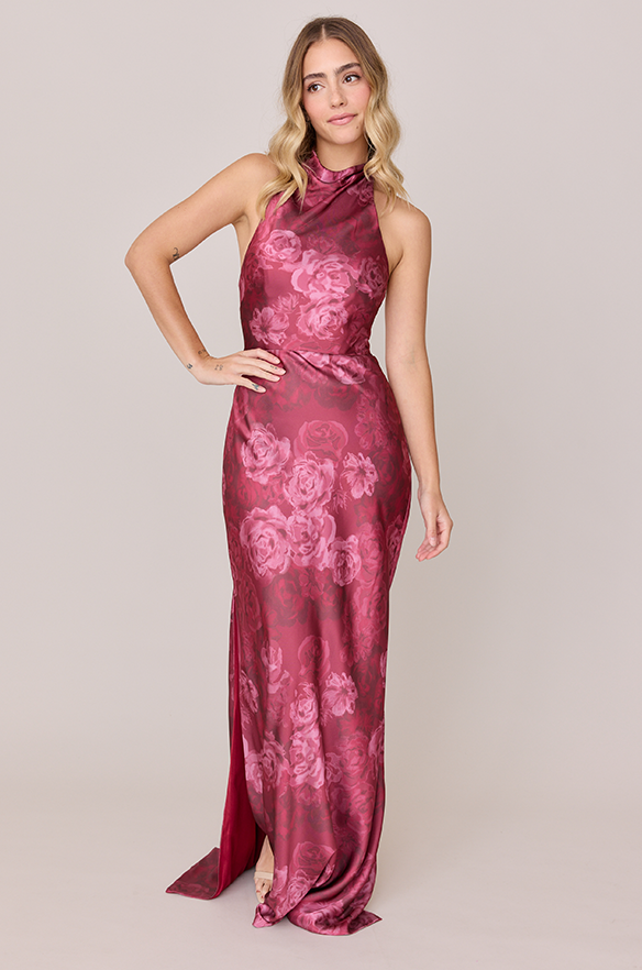 Revelry Veronica Satin Floral Print Dress