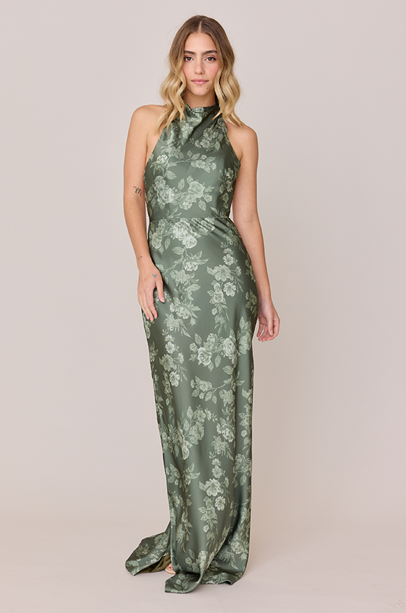 revelry Veronica Satin Floral Print Dress