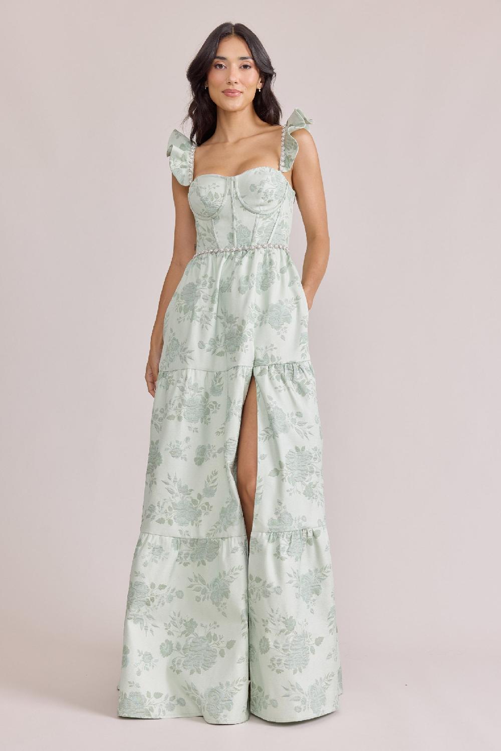 revelry Violet Luxe Jacquard Dress