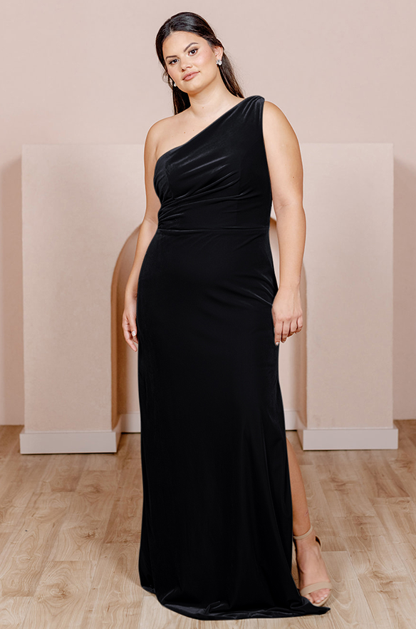 revelry Sample Black Moira Convertible Velvet Dress