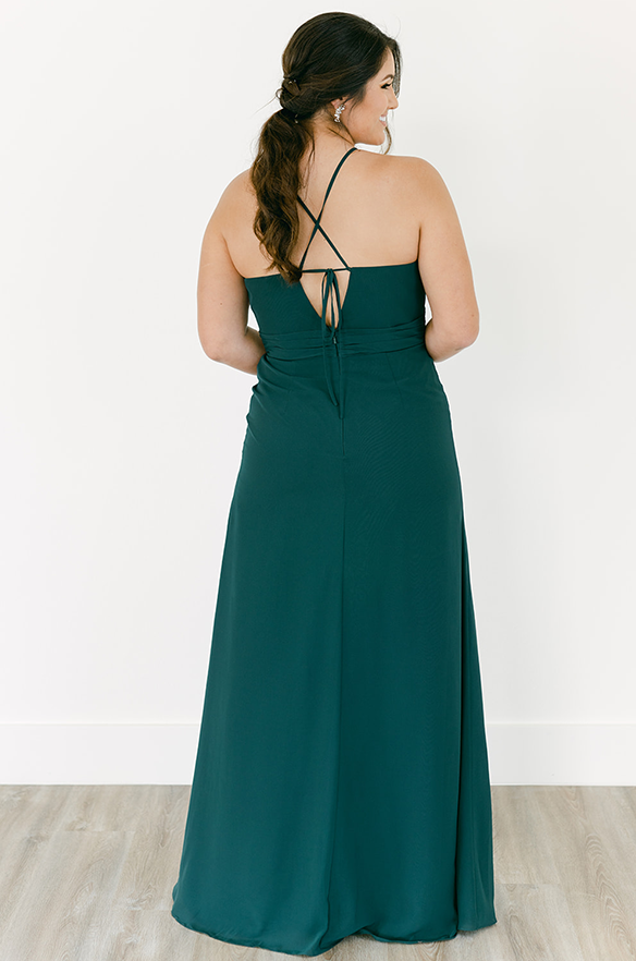 Revelry Sample Classic Emerald Nayeli Chiffon Dress