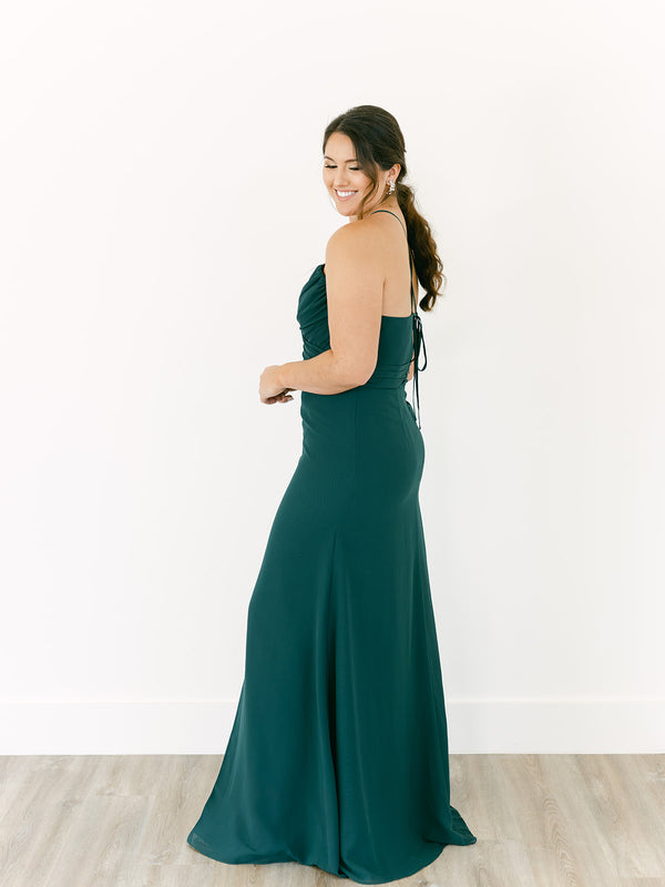 Revelry Sample Classic Emerald Nayeli Chiffon Dress