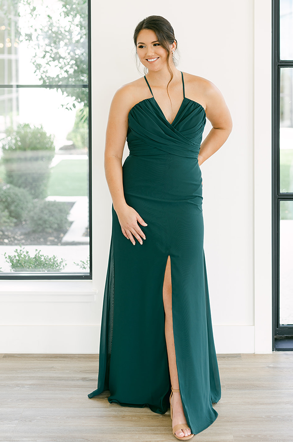 revelry Sample Classic Emerald Nayeli Chiffon Dress
