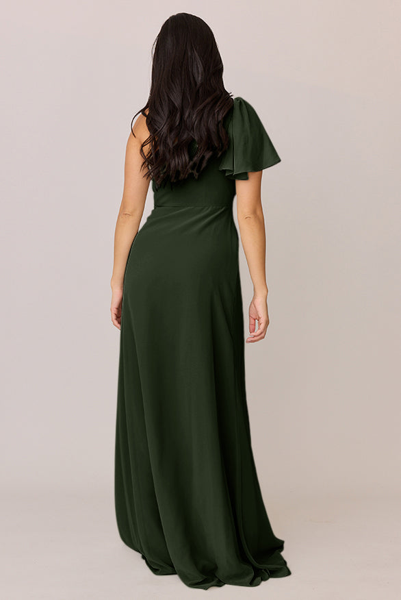 Revelry Sample Deep Olive Navea Convertible Chiffon Dress