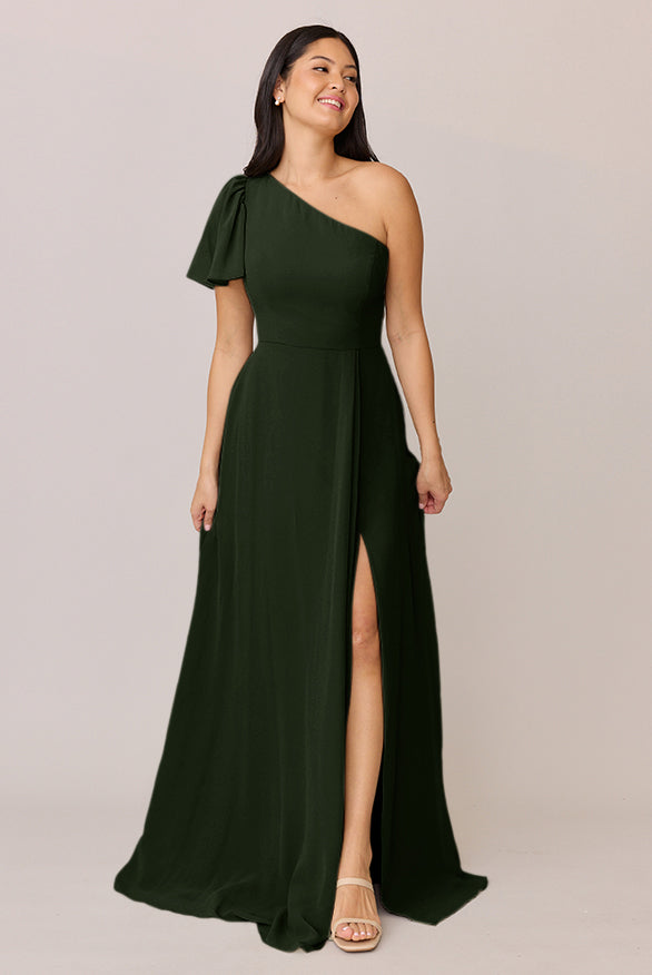 revelry Sample Deep Olive Navea Convertible Chiffon Dress